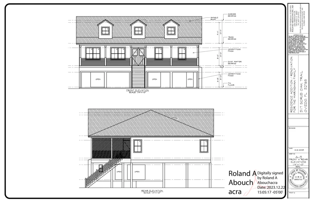 FRONT REAR ELEVATIONS